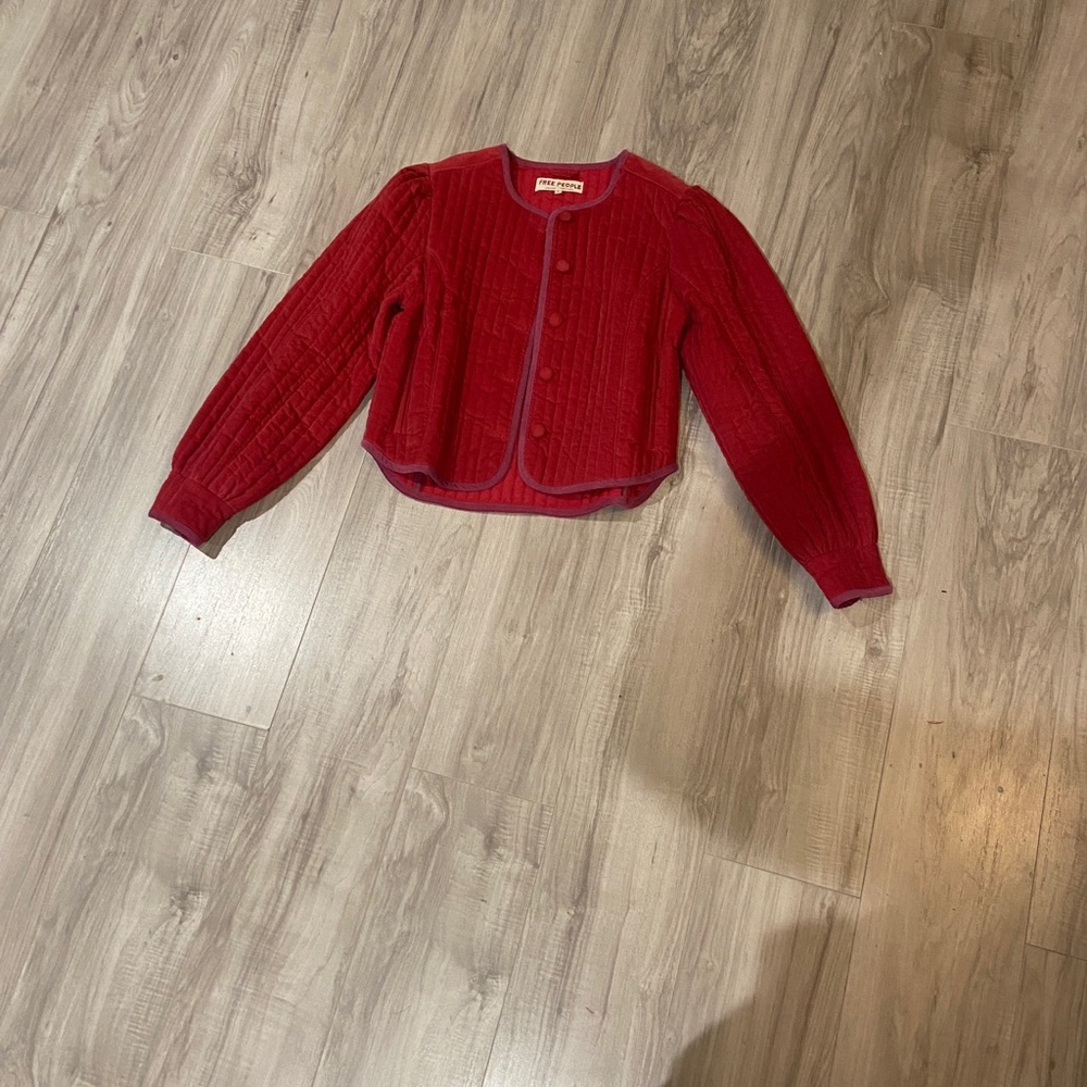 Free People Natalia Women's Red Quilted Jacket - Picture 2 of 4